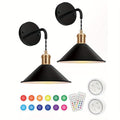 RGB Wireless Wall Sconce Set of 2 – Battery Operated Dimmable Wall Lamp with Remote, 13 Color Modes, Timer & Memory Function for Bedroom & Living Room