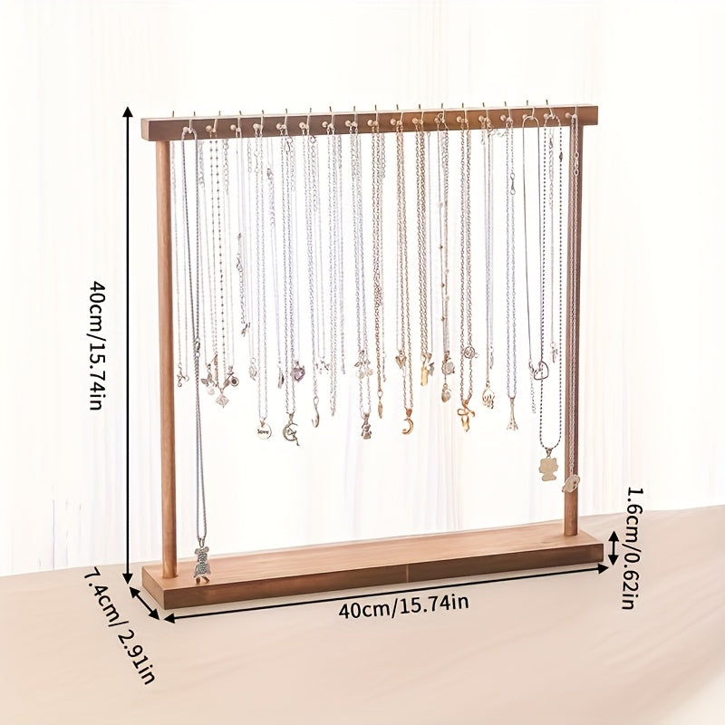 Necklace Display Stand with 24 or 36 Hooks – Rustic Multi-Hook Jewelry Tower Organizer for Home, Boutiques & Retail Stores, Tabletop Jewelry Rack, Tool-Free Assembly