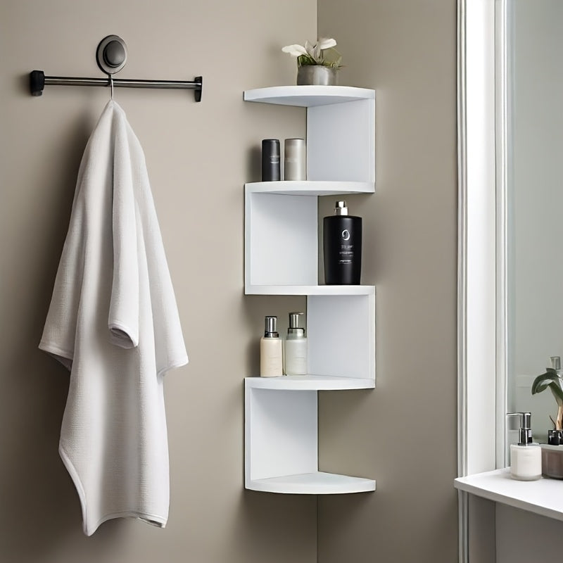 Wall-Mounted 5-Tier Corner Storage Shelf Floating Rack for Living Room, Bedroom, Kitchen, Bathroom & Office, Space-Saving Decorative Corner Organizer in Black or White, Easy Install