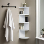 Wall-Mounted 5-Tier Corner Storage Shelf Floating Rack for Living Room, Bedroom, Kitchen, Bathroom & Office, Space-Saving Decorative Corner Organizer in Black or White, Easy Install