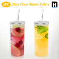 20oz Clear Plastic Cup with Lid & Straw – Reusable Iced Coffee Tumbler Set for Commuting, Office, Travel & Daily Use | 2-Pack & 4-Pack