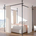 Adjustable Tension Room Divider Curtain Rod – No Drilling, 28–171" Wide, 4–10 ft Floor-to-Ceiling, Heavy Duty, Black & White (Curtains Not Included)