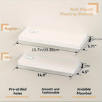 Floating Shelves Wall Mounted Set of 4 – Modern Wall Shelves with Invisible Brackets, Marble Surface Display Shelf for Bedroom, Bathroom, Kitchen & Living Room, Easy No-Drill Install