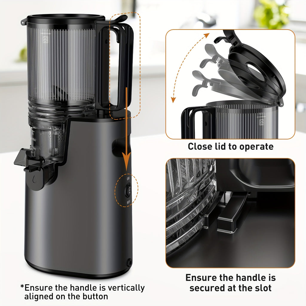 Cold Press Juicer 2-in-1 Masticating Slow Juicer 45oz Large Capacity, 350W with Extra-Large Feed Chute, 50 RPM Nutrient-Preserving Technology – Easy Clean Juicer for Vegetables & Fruits, Black & Pink