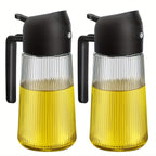 16oz Glass Oil Dispenser Bottle 2-in-1 Spray & Pour – Ribbed Olive Oil Sprayer for Kitchen Cooking, Refillable Glass Oil Spritzer with Leak-Proof Pourer, 1pc or 2pcs