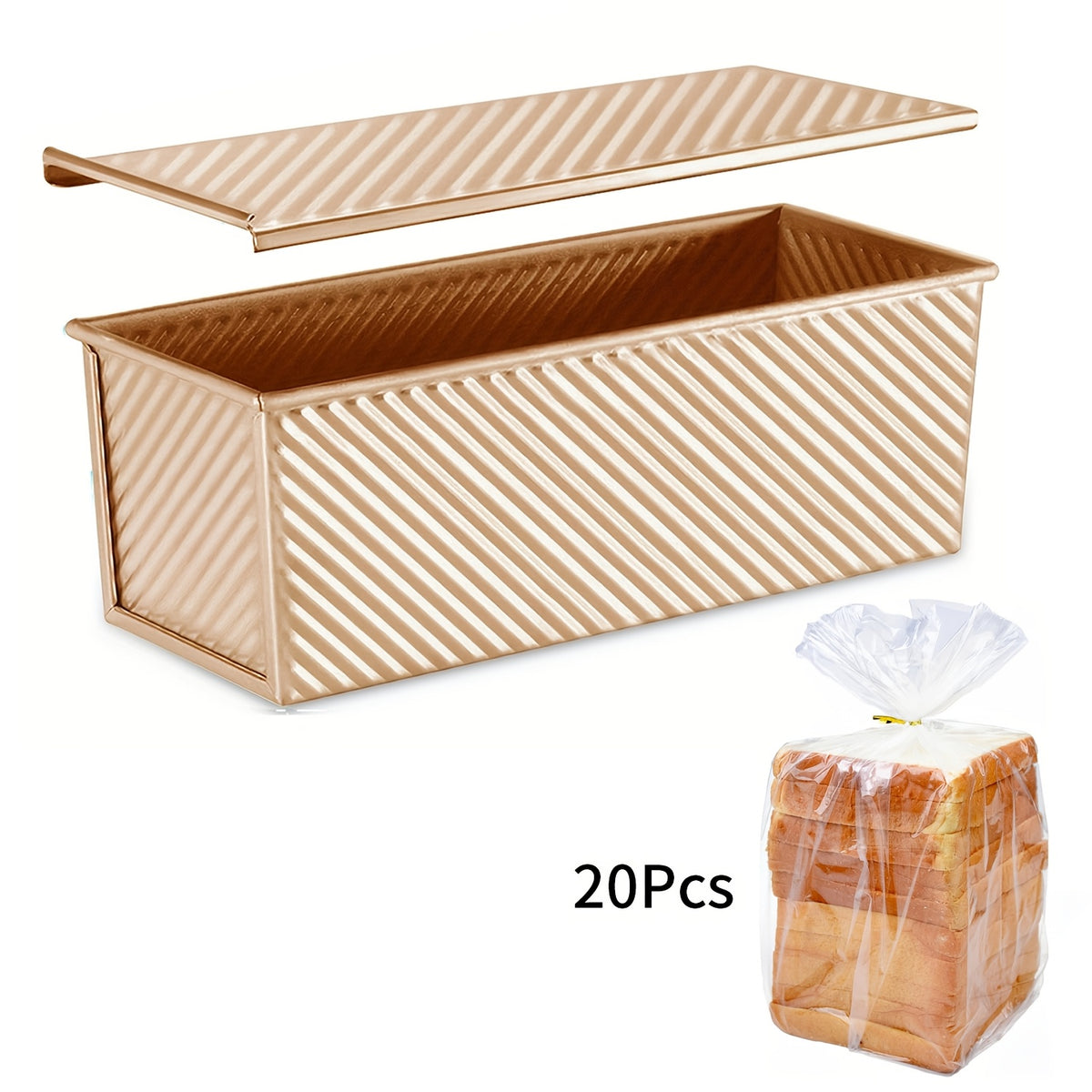 Nonstick Loaf Pan with Lid Carbon Steel Pullman Bread Pan – 9.5 & 10.5 & 13-Inch Homemade Bread Baking Pan with Bread Bags for Sandwiches & Toast