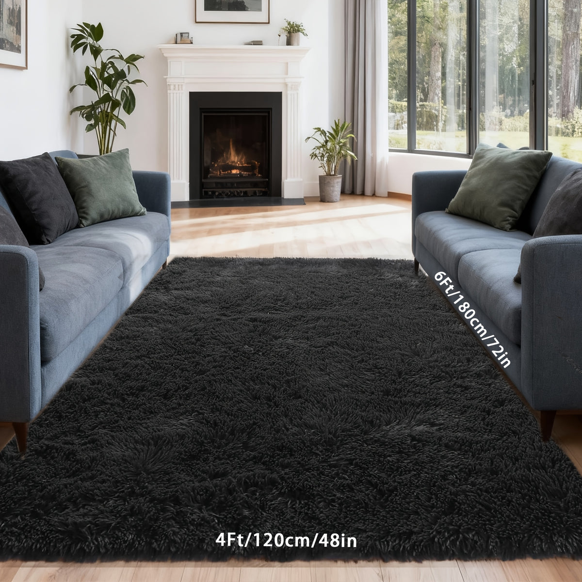 Fluffy Shaggy Area Rug 4x6 High Pile Non-Slip for Bedroom, Living Room & Dining – Soft Fuzzy Plush Floor Carpet in Gray & Tie-Dye Rainbow