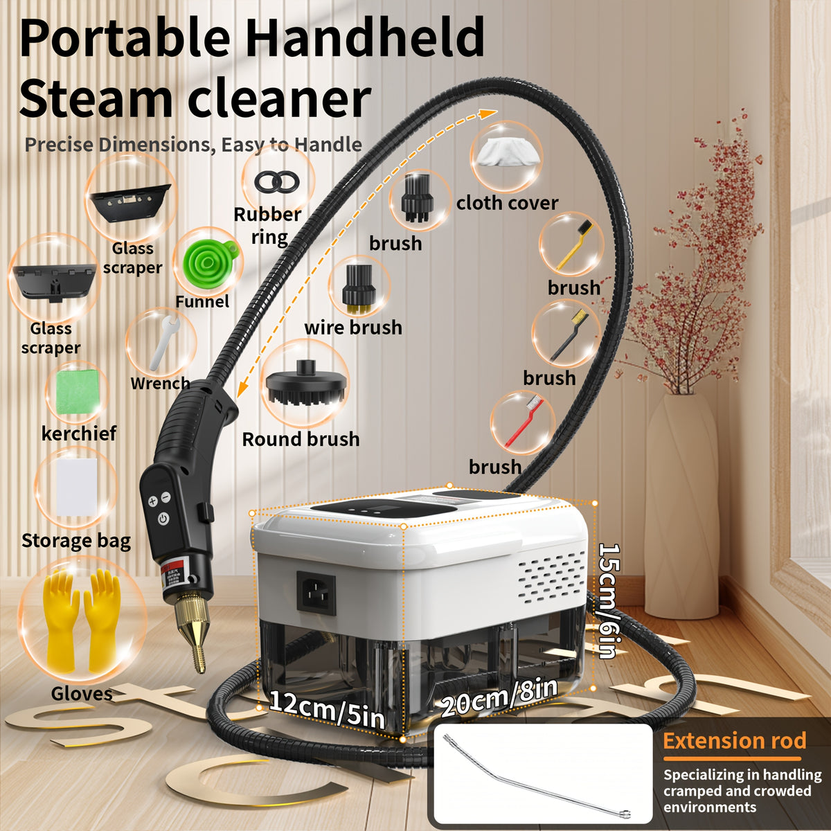 Portable Steam Cleaner 2500W High-Temperature High-Pressure Household Cleaner – 9-Speed Carpet & Floor Steam Mop with 1200ml Tank, Handle Switch, 3 Models: Basic, Upgraded & Intelligent