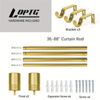 Decorative Curtain Rod 1 Inch Diameter Adjustable with Modern Finials – Drapery Rod for Windows 18-120 Inch, Black Brushed Nickel Gold Curtain Hardware