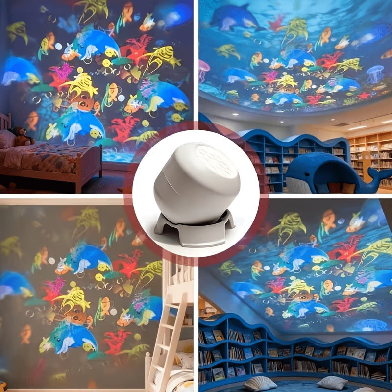 LED Ocean Night Light Projector with 360° Rotation – Dynamic Wave Projection, Soft Eye-Care Light, Sleep Aid Lamp for Bedroom, Living Room, Kids Room & Game Room – Portable Home Decor Gift