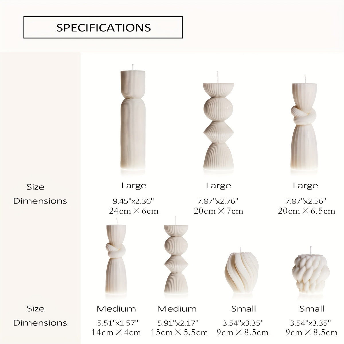 7-Pack Large Ribbed Soy Wax Pillar Candles – Handmade Home Decor Candles for Housewarming Gift, Shelf Decor, Wedding & Dining Table Centerpiece, White, Blue, Black, Orange