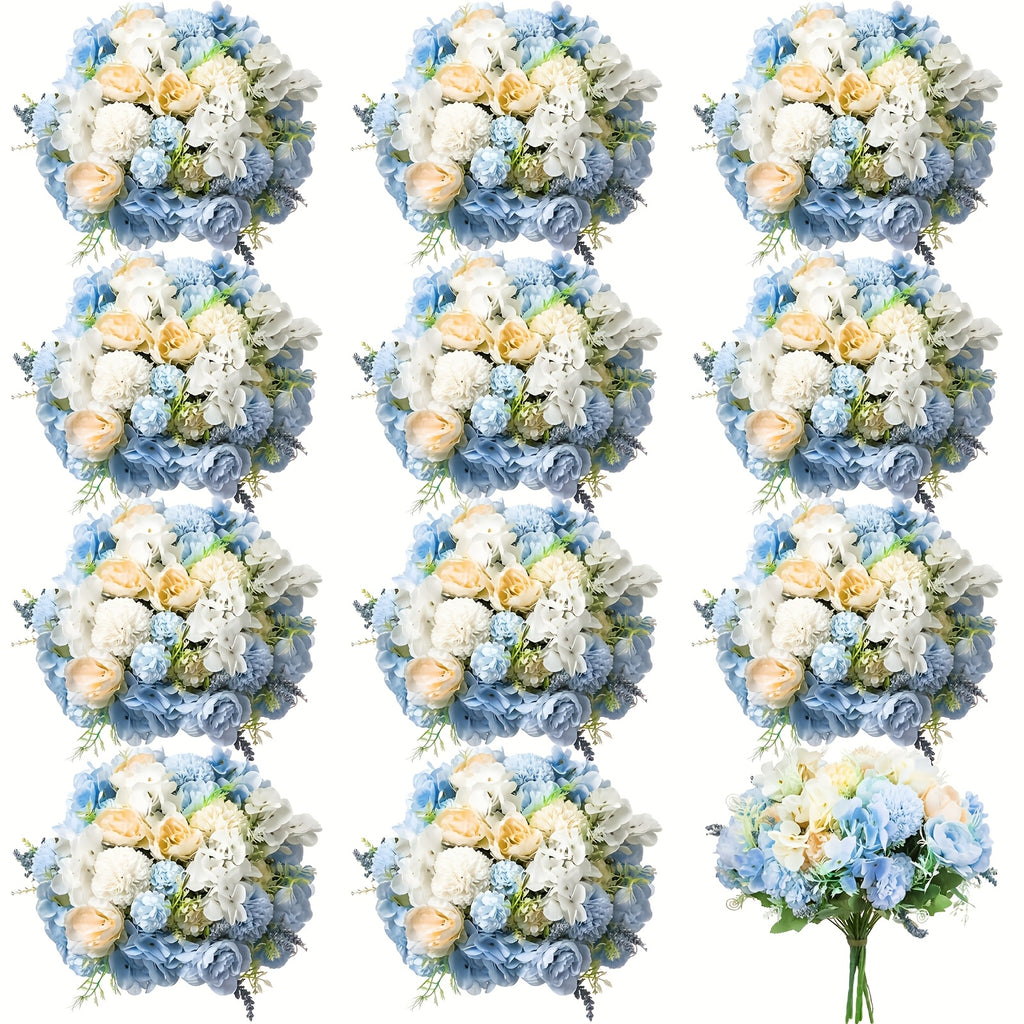 Artificial Peony Flowers 12 Bundles – Faux Peony & Hydrangea Bouquet for Wedding Table Centerpiece, Floral Vase Decor, Home & Party Flower Arrangements