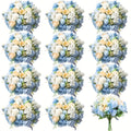 Artificial Peony Flowers 12 Bundles – Faux Peony & Hydrangea Bouquet for Wedding Table Centerpiece, Floral Vase Decor, Home & Party Flower Arrangements