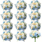 Artificial Peony Flowers 12 Bundles – Faux Peony & Hydrangea Bouquet for Wedding Table Centerpiece, Floral Vase Decor, Home & Party Flower Arrangements