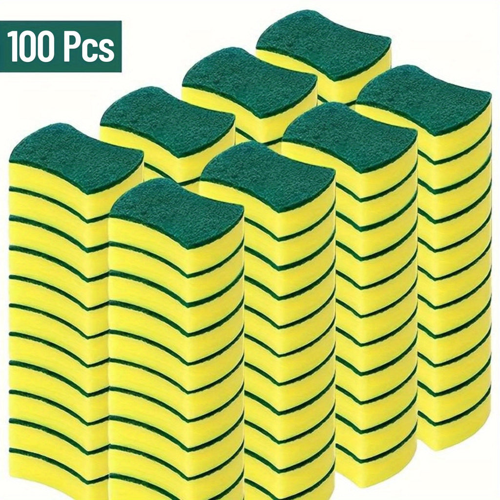 Double-Sided Cleaning Sponges 100 Pack Scratch-Free Super Absorbent Sponge Wipes for Kitchen Bathroom Dishwashing Home Use