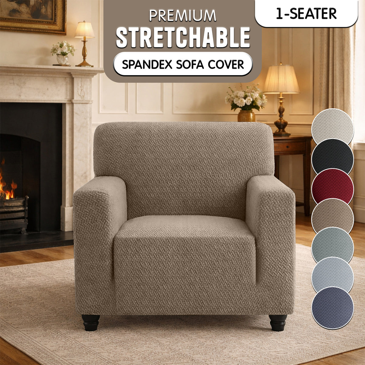 Luxury Spandex Sofa Cover Anti-Slip – Wrinkle-Free Elastic Couch Slipcover, Pet & Scratch-Proof, Machine Washable, All-Season, 7 Colors, 1/2/3 Seater, Living Room Home Decor