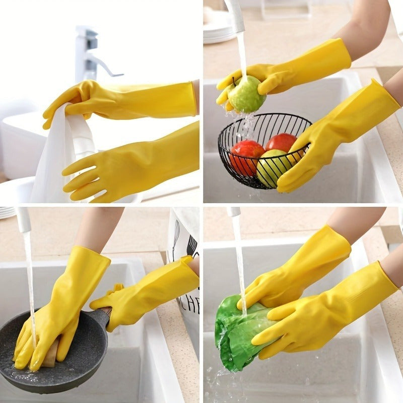 Heavy-Duty Latex Dishwashing Gloves Multi-Pack, Reusable Bright Yellow Rubber Cleaning Gloves S M L for Home Kitchen Restaurant & Commercial Use, 12 or 20 Pairs