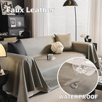Faux Leather Sofa Cover Universal Anti-Slip Pet Friendly Machine Washable Couch Slipcover All Season Light Grey Coffee Black 3 Sizes