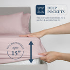 Bamboo Fitted Sheet Set 3pcs Cooling Breathable Soft Deep Pocket – 1 Fitted Sheet & 2 Pillowcases, Fits Mattress Up to 15", Twin Full Queen King, 12 Colors