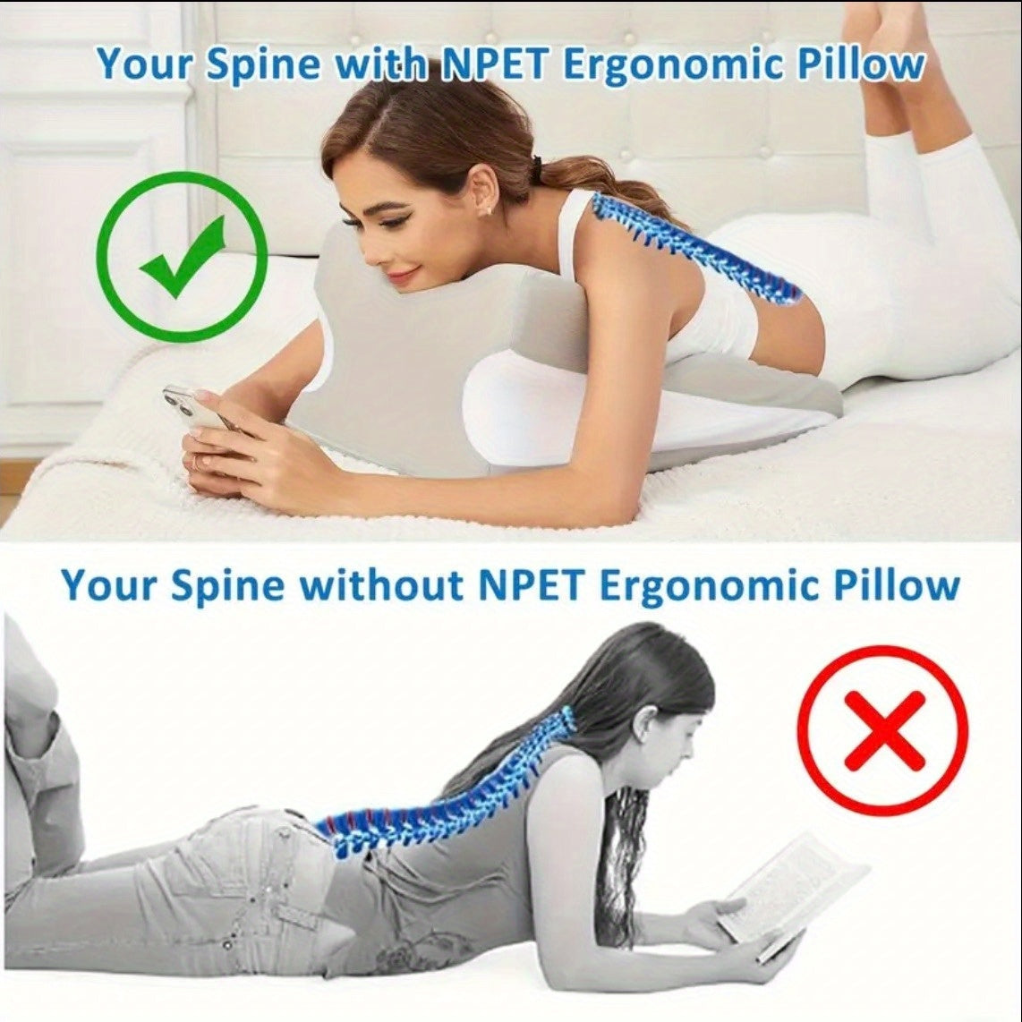 Multi-Functional Leg Pillow Waist Support Prone Sleeping Pillow Office Home Relaxation Lumbar Support Cushion for Lying Down Sleeping Phone Use - 6 Colors