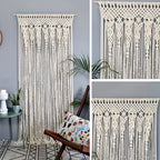 Bohemian Macrame Tapestry Wall Hanging – Large Vertical Handwoven Cotton Boho Wall Decor for Bedroom, Living Room, Wedding Backdrop & Hallway, Cream White Woven Wall Art