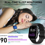 Large Screen Smartwatch with HD Voice Call, Multiple Sports Modes, Sleep Detection & Customizable Watch Faces – Compatible with Android & iPhone, Silicone Band