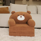 Animal Kids Foldable Sofa 2-in-1 Fold-Out Couch – Soft Polar Fleece High-Density Foam Lounger Chair for Playroom, Boys & Girls Room Decor, Cute Teddy Bear, Panda, Kitten & Milk Cow Styles