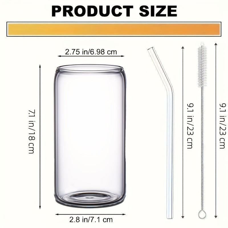 Insulated Drinking Glasses with Lids and Straws 16oz | Reusable Glass Cups Set for Iced Coffee Tea Smoothies Parties