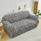 Elastic Sofa Cover with Printed Skirt - Universal Stretch Couch Slipcover Furniture Protector 2 3 4 Seater Living Room Bedroom Office All Seasons