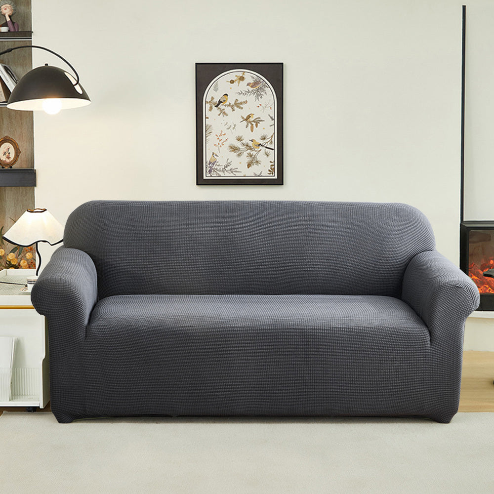 Solid Color Jacquard Sofa Cover Full Coverage High Stretch Non-Slip Machine Washable All Season Pet Friendly Couch Protector Living Room Office