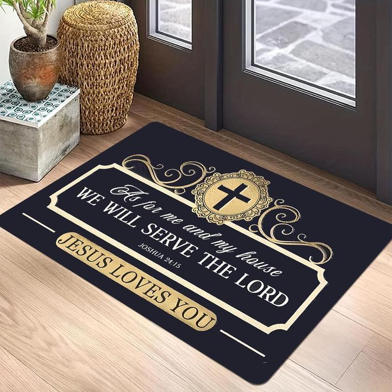 Christian Letter Pattern Doormat - Soft Durable Non-Slip Machine Washable Home Decor Carpet for Living Room Bedroom and Entryway