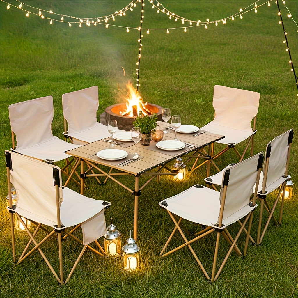 Portable Foldable Camping Picnic Table 4-6 Person Adjustable Height Metal Outdoor Folding Table with Storage Bag for Backyard Beach BBQ Indoor Outdoor