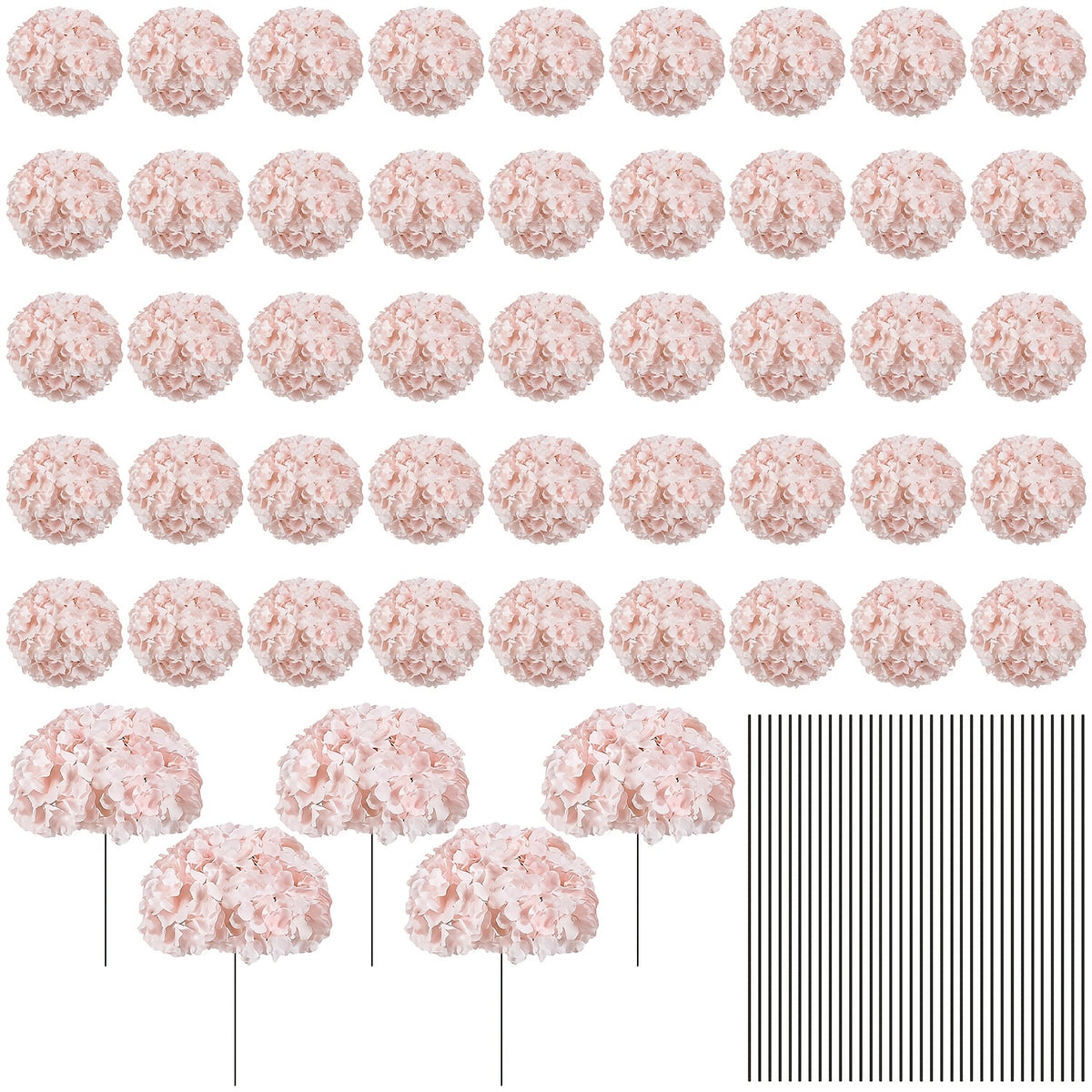 Bulk Artificial Hydrangea Flower Heads 72pcs with Stems - Faux Hydrangea Flowers for Home, Wedding & Party Decorations, Floral Arrangements & Centerpieces