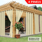 Outdoor Curtain Panels for Patio Gazebo Porch – Weather-Resistant, Light-Filtering Sun Block Privacy Drapes, 4 Panels, Multiple Sizes & Colors
