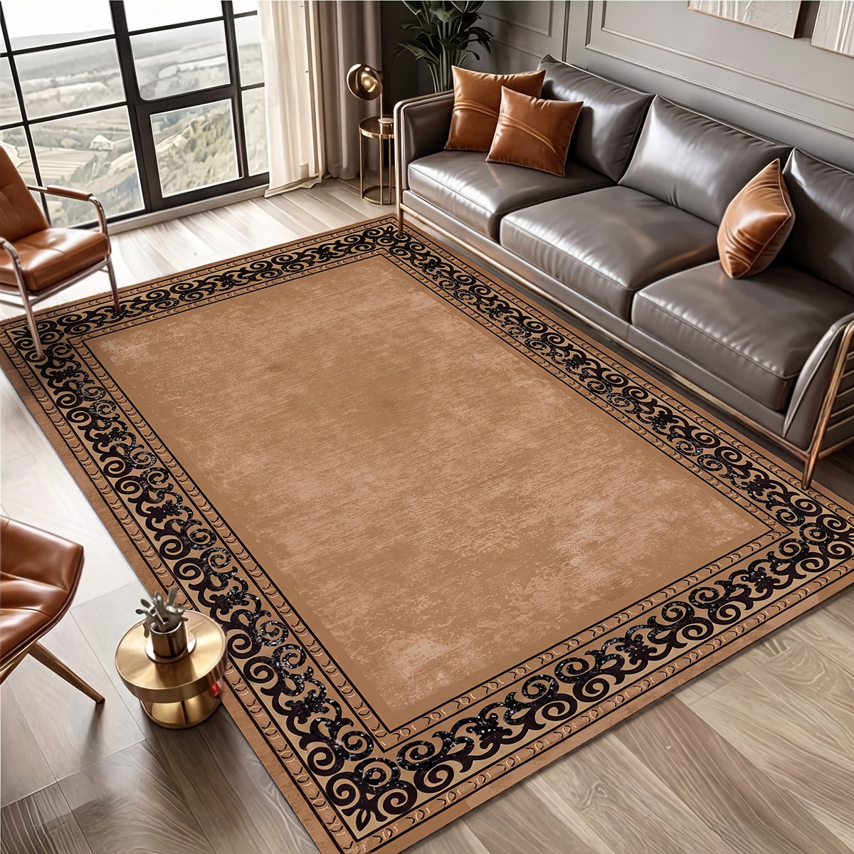 Classical Bohemian Luxury Flannel Rug Non-Slip Machine Washable – Vintage Plush Area Rug for Living Room, Bedroom & Home Decor – 4 Sizes Up to 78.7x116in