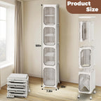 Bathroom Storage Cabinet 1 2 3 4 Tier Foldable Plastic Organizer with Doors and Shelves – Space-Saving Under Sink & Counter Solution