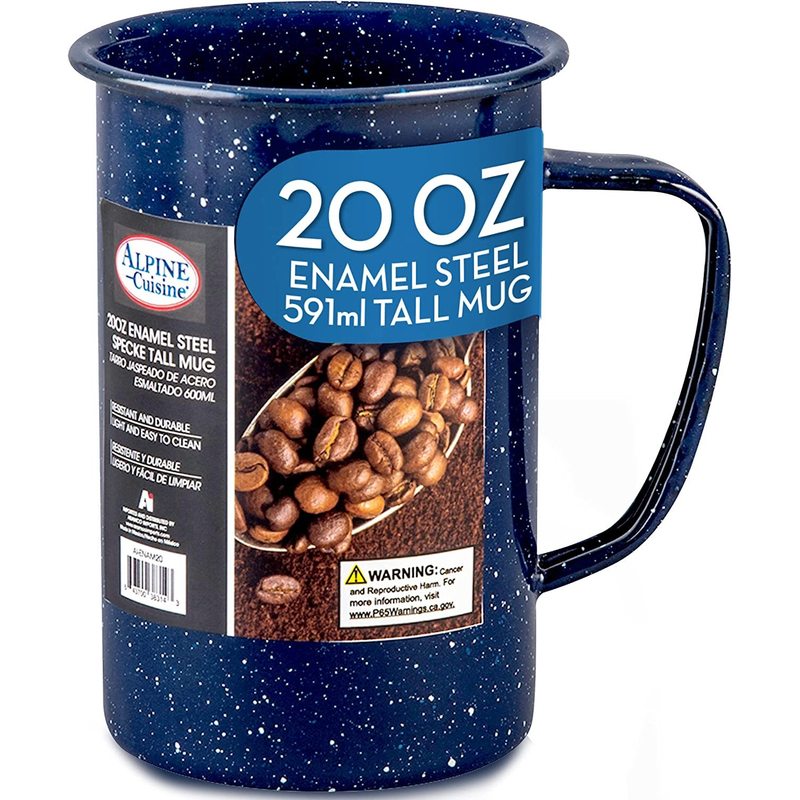 Enamel Steel Coffee Mug 25oz – Dark Blue Speckle Tall Mug, Dishwasher & Microwave Safe, Hot & Cold Beverages for Office & Home