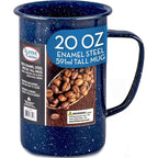 Enamel Steel Coffee Mug 25oz – Dark Blue Speckle Tall Mug, Dishwasher & Microwave Safe, Hot & Cold Beverages for Office & Home