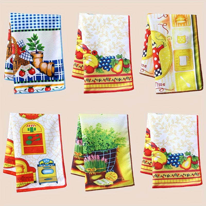 Kitchen Hand Towels Set 6 Pieces – Colorful Printed Tea Towels, Soft Absorbent Holiday Kitchen Cloths for Kitchen Decor & Cleaning