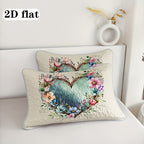 Quilted Quilt Set 2-3 Piece Floral Love Heart Print – Soft Breathable Hypoallergenic Bed Cover with Pillowcases for Twin Full Queen King, Multicolor Bedding