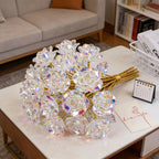 Crystal Rose Bouquet 20pcs Sparkling Eternal Artificial Crystal Flowers, Realistic Faux Rose Set for Weddings, Valentine's Day, Mother's Day, Anniversary, Birthday & Holiday Centerpiece Decoration