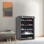 Shoe Organizer Cabinet with Cover – 6/8/10 Tier Nonwoven Fabric Shoe Storage Shelf for 27-35 Pairs, Portable Shoe Rack for Entryway, Closet, Bedroom (Dark Gray)