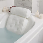 4D Grid Bath Pillow with Neck and Back Support - Bathtub Pillow with 6 Suction Cups, Quick-Drying Machine-Washable Spa Bathtub Cushion, Relaxation Gift for Women and Men