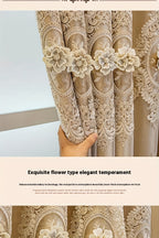 Luxury Blackout Curtains for Bedroom Living Room, European 3D Jacquard Embroidery Grommet Top Window Drapes, Thermal Insulated Light Blocking Machine Washable Panels