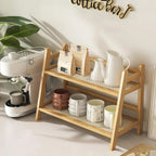 Japanese Natural Wood 2-Tier Cup Rack | Countertop Mug Organizer for Kitchen Living Room Coffee Bar