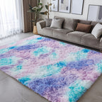 Velvet Shag Area Rug with Non-Slip Backing – Super Soft Plush Indoor Carpet for Living Room, Bedroom & Kitchen, Tie-Dye & Solid Colors, 5 Sizes