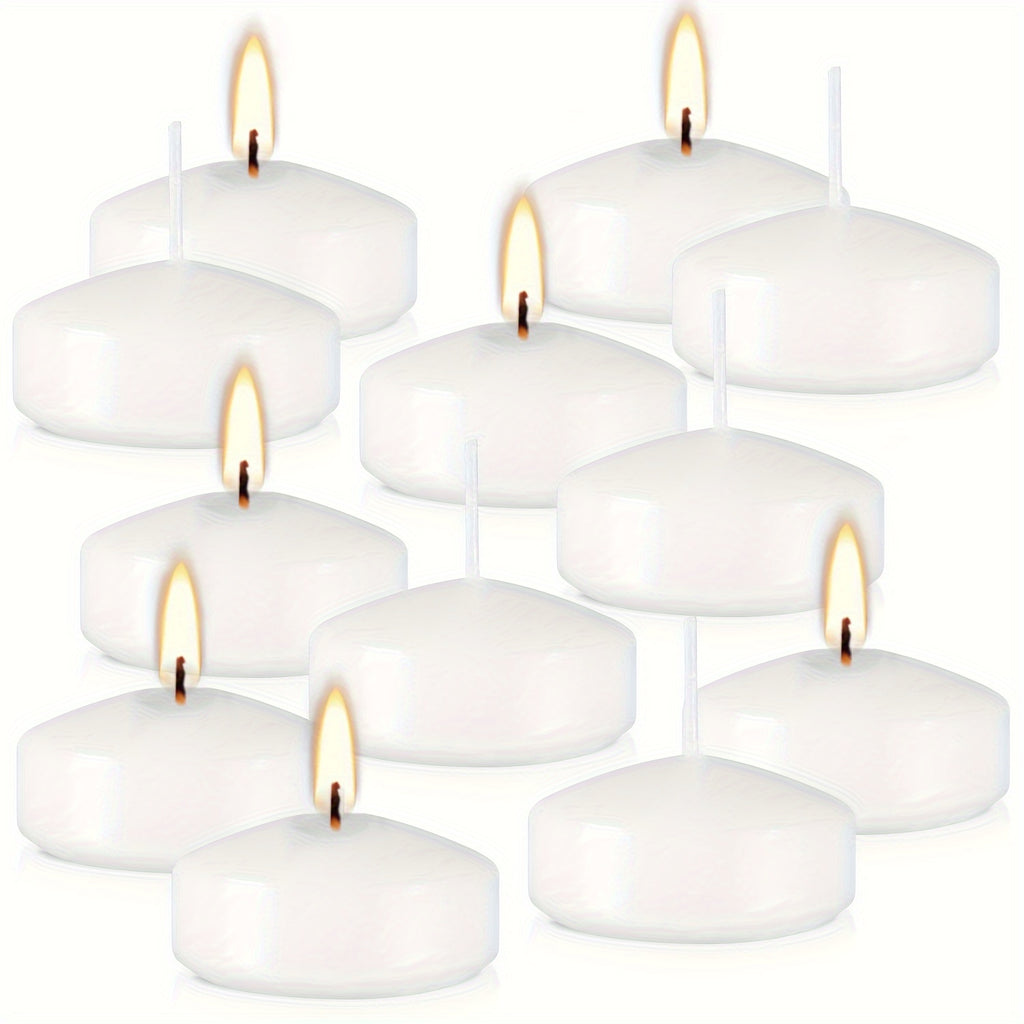 Floating Candles 50 Pack 2 Inch Small Round Unscented Dripless Candles for Wedding Centerpiece Pool Bowl Vase Halloween Christmas Holiday Table Decoration