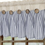 Bohemian Semi-Sheer Linen Cotton Curtains Grommet Top – Patchwork Country Cottage Window Drapes, 1 or 2 Panels, All Season, Bedroom Living Room Kitchen Bathroom Cafe Decor | Blue Green Dark Blue