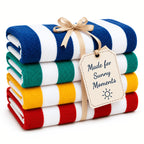 Oversized Striped Beach Towels 2 or 4pcs – Ultra-Soft Quick-Dry Sand-Free Vacation Design | Multiple Colors | Great for Beach, Swim, Travel, Yoga, Camping & Bath