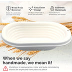 Bread Proofing Basket Banneton 10 Inch - Natural Wood Pulp Non-Stick Grooved Sourdough Proofing Basket for Artisan Bread Baking, Uniform Rise, Oval & Round Options